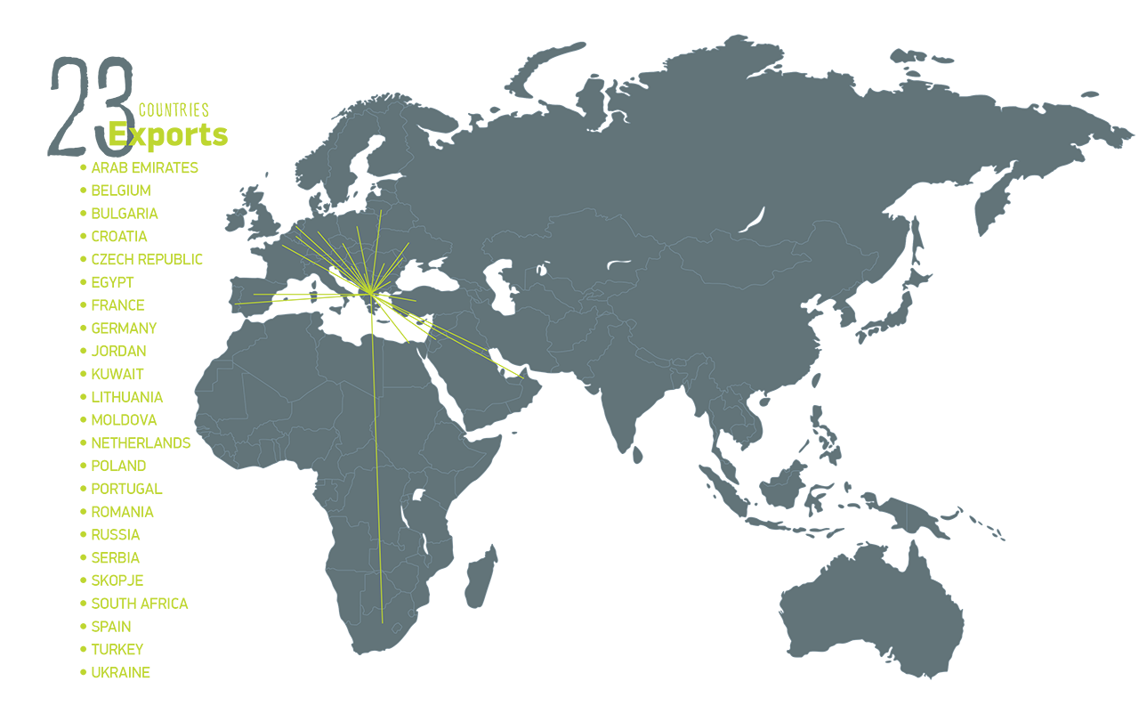 world map "23 exporting countries"